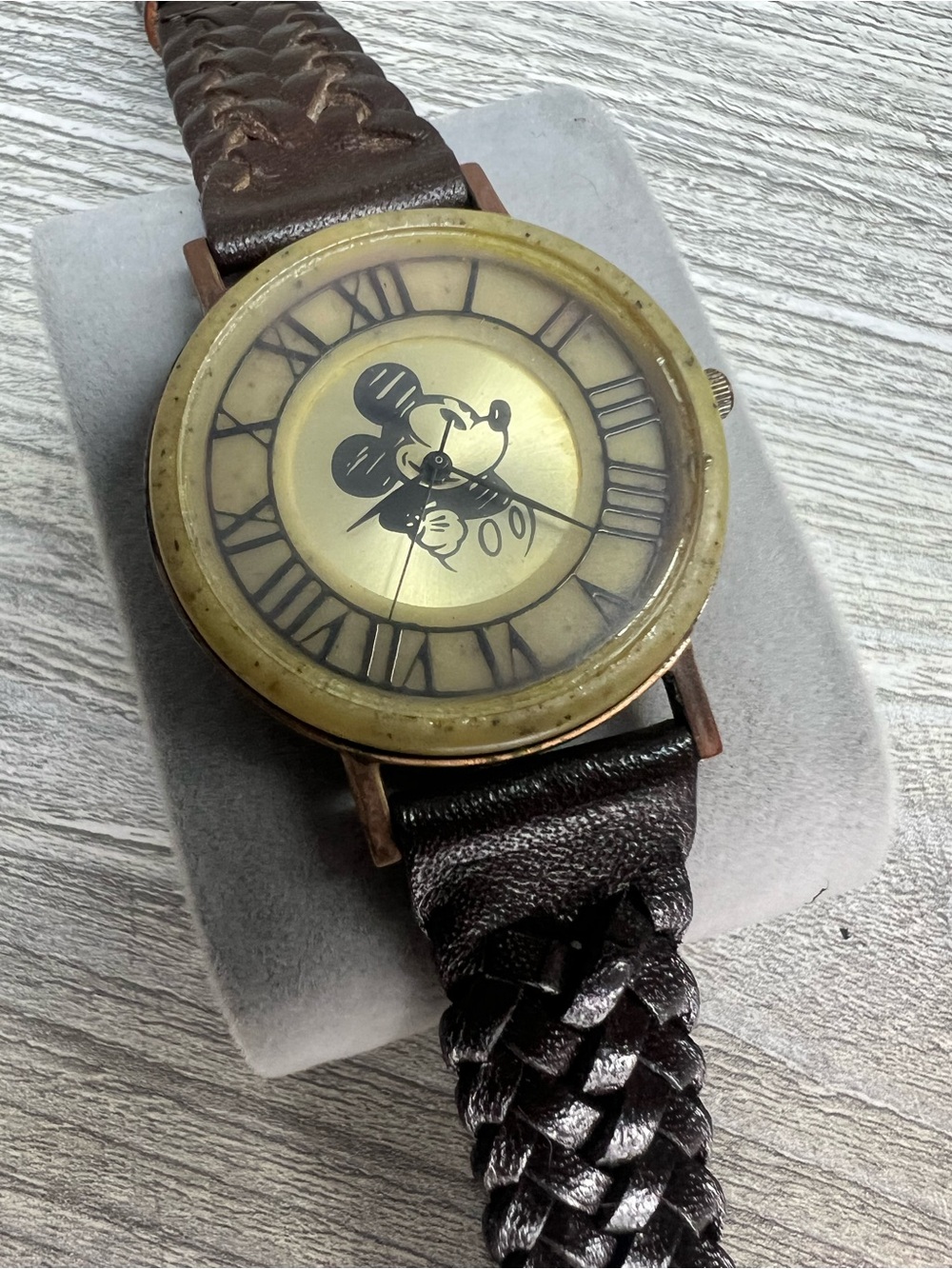 Vintage Fossil Mickey Mouse watch with brown band